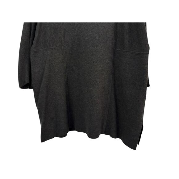 Chicos Dark Gray Sweater 3/4 Sleeve Long Line L/12 Contemporary Closet Staple - Picture 2 of 9
